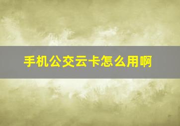 手机公交云卡怎么用啊