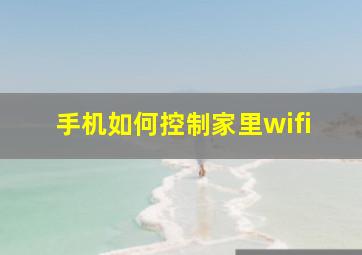 手机如何控制家里wifi