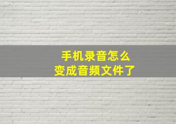 手机录音怎么变成音频文件了