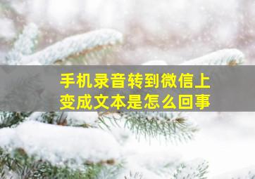 手机录音转到微信上变成文本是怎么回事