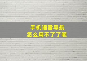 手机语音导航怎么用不了了呢