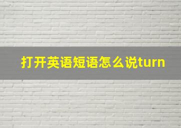 打开英语短语怎么说turn