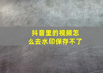 抖音里的视频怎么去水印保存不了