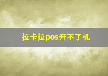 拉卡拉pos开不了机