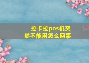 拉卡拉pos机突然不能用怎么回事