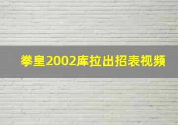 拳皇2002库拉出招表视频