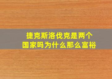 捷克斯洛伐克是两个国家吗为什么那么富裕