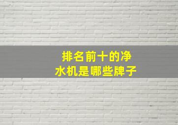 排名前十的净水机是哪些牌子