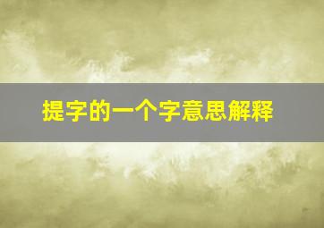 提字的一个字意思解释