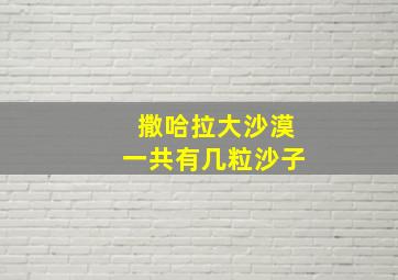 撒哈拉大沙漠一共有几粒沙子