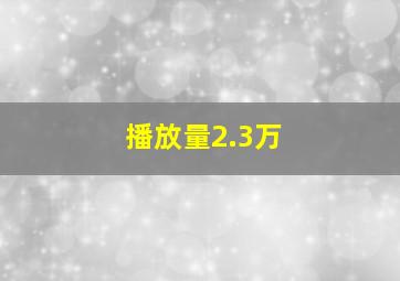 播放量2.3万