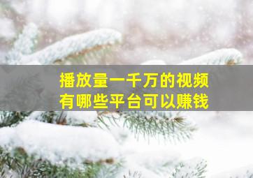 播放量一千万的视频有哪些平台可以赚钱