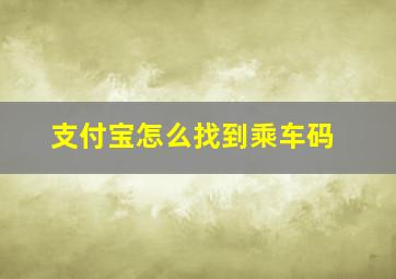 支付宝怎么找到乘车码