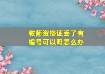 教师资格证丢了有编号可以吗怎么办