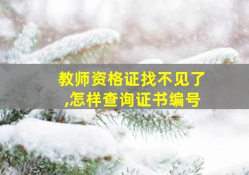 教师资格证找不见了,怎样查询证书编号