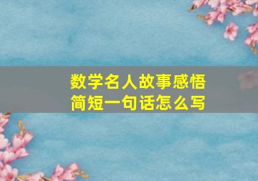 数学名人故事感悟简短一句话怎么写