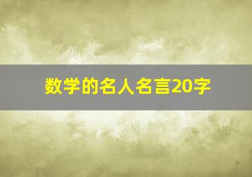 数学的名人名言20字