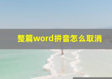 整篇word拼音怎么取消