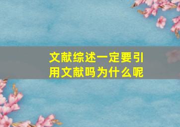 文献综述一定要引用文献吗为什么呢