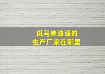 斑马牌油漆的生产厂家在哪里