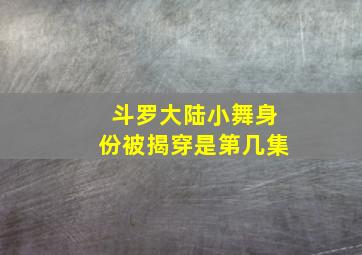 斗罗大陆小舞身份被揭穿是第几集