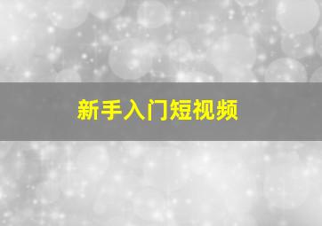 新手入门短视频