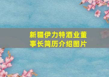 新疆伊力特酒业董事长简历介绍图片