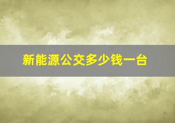 新能源公交多少钱一台