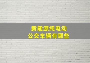 新能源纯电动公交车辆有哪些