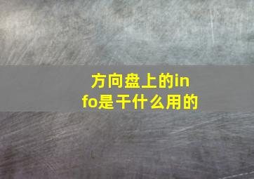 方向盘上的info是干什么用的