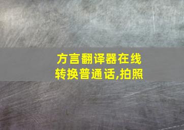 方言翻译器在线转换普通话,拍照