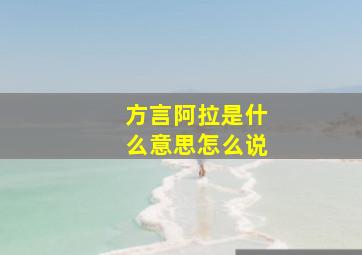 方言阿拉是什么意思怎么说