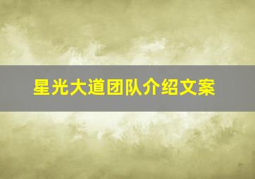 星光大道团队介绍文案