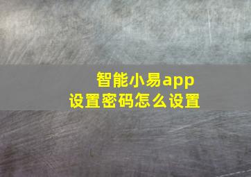 智能小易app设置密码怎么设置