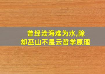 曾经沧海难为水,除却巫山不是云哲学原理