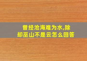 曾经沧海难为水,除却巫山不是云怎么回答