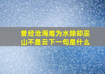 曾经沧海难为水除却巫山不是云下一句是什么