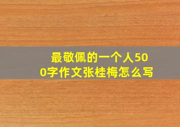 最敬佩的一个人500字作文张桂梅怎么写