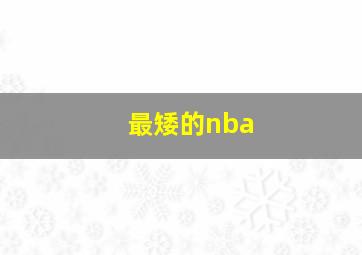 最矮的nba