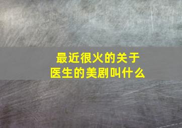 最近很火的关于医生的美剧叫什么