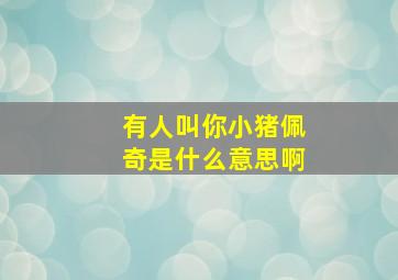 有人叫你小猪佩奇是什么意思啊