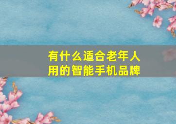 有什么适合老年人用的智能手机品牌