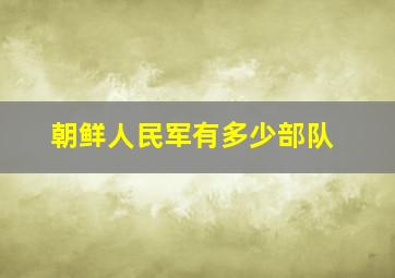 朝鲜人民军有多少部队