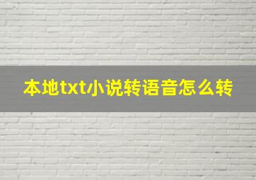 本地txt小说转语音怎么转