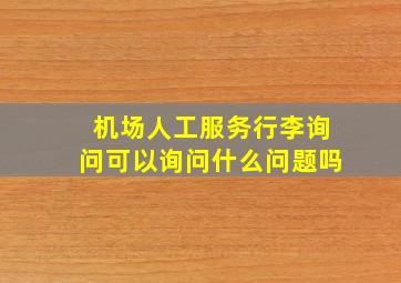 机场人工服务行李询问可以询问什么问题吗