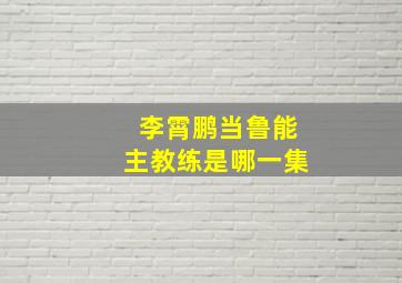 李霄鹏当鲁能主教练是哪一集