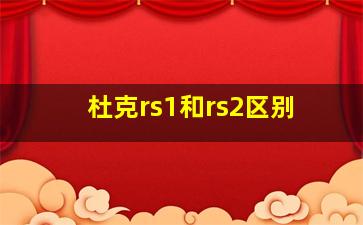 杜克rs1和rs2区别