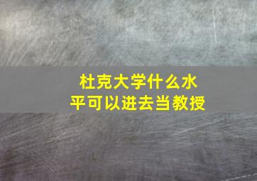 杜克大学什么水平可以进去当教授