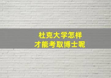 杜克大学怎样才能考取博士呢