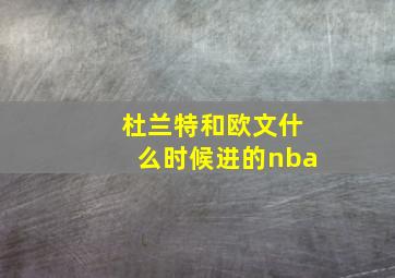 杜兰特和欧文什么时候进的nba